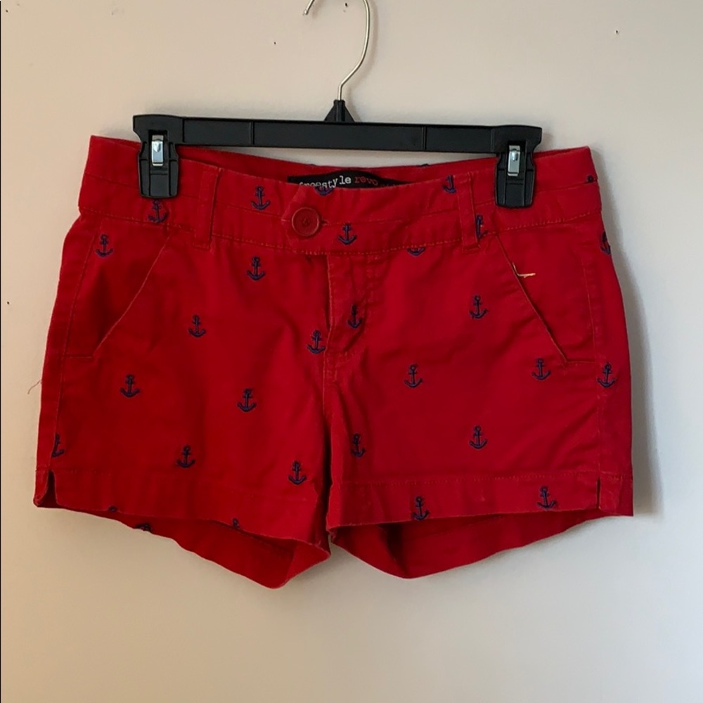 Red Shorts with navy Blue Anchors